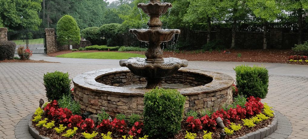 custom fountain and flowers in Atlanta, GA